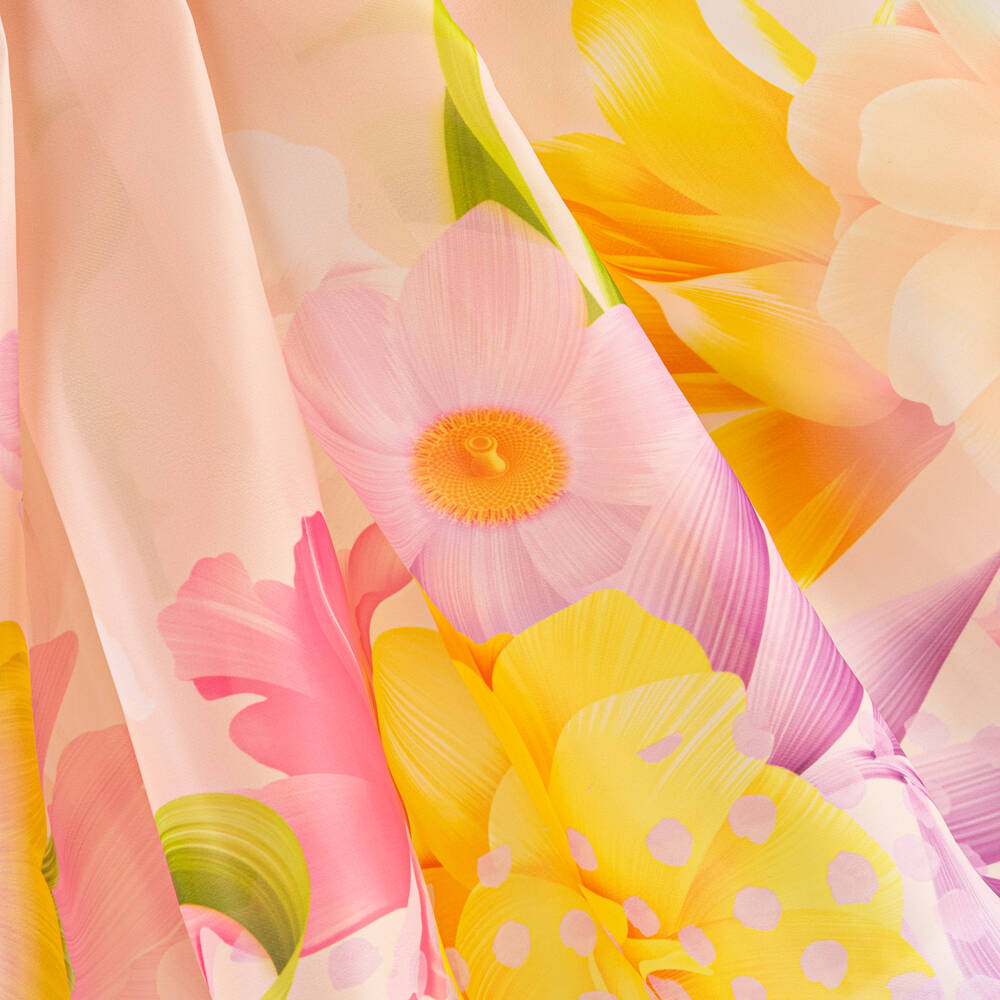 EIRENE-فستان أورغانزا لون زهري بطبعة ورود | Childrensalon Outlet