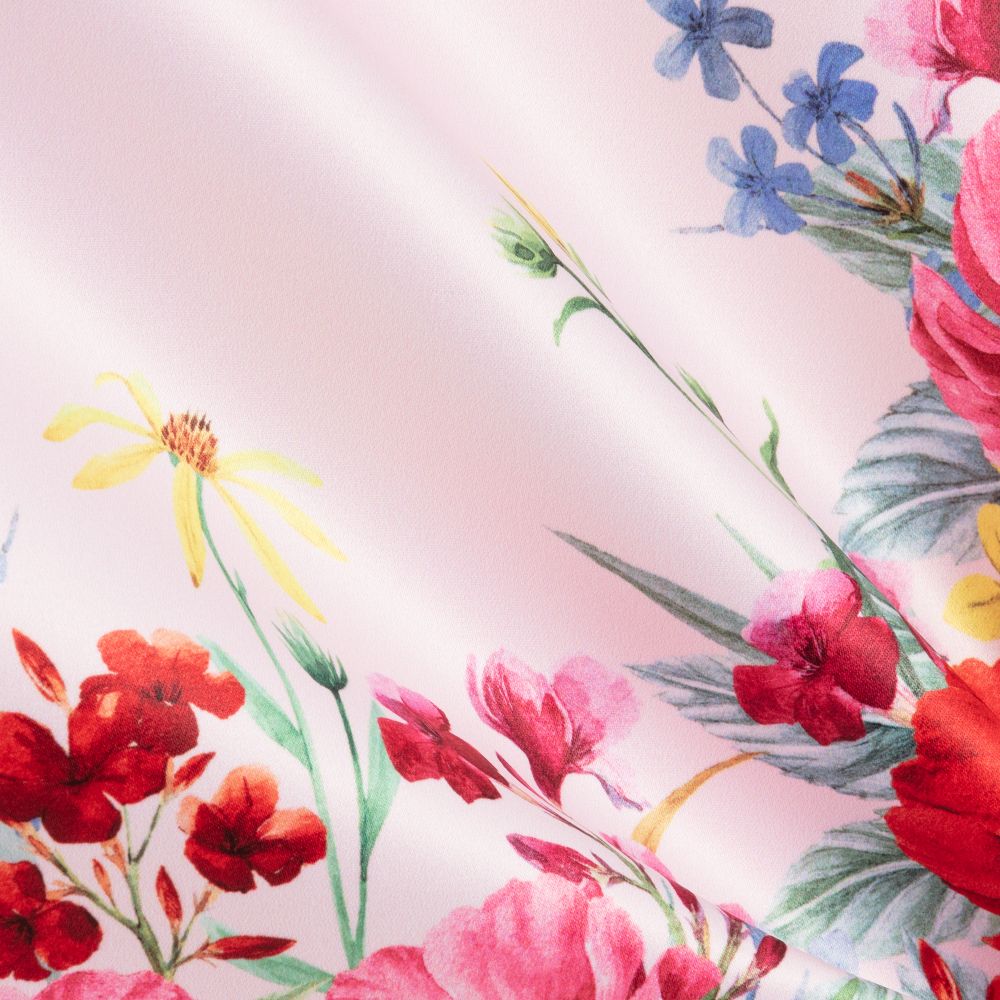 EIRENE-Girls Pink Floral Satin Dress | Childrensalon Outlet