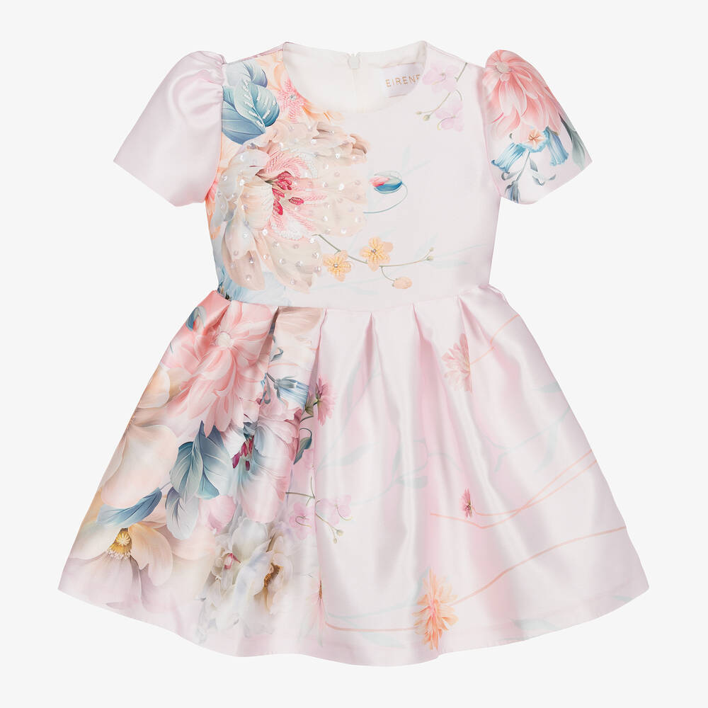 EIRENE-Розовое атласное платье с цветами | Childrensalon Outlet