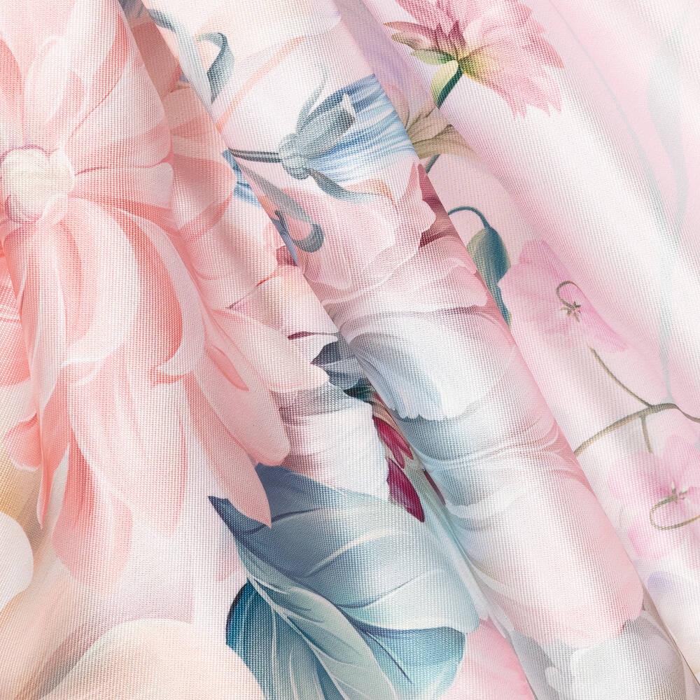EIRENE-Girls Pink Floral Satin Dress | Childrensalon Outlet