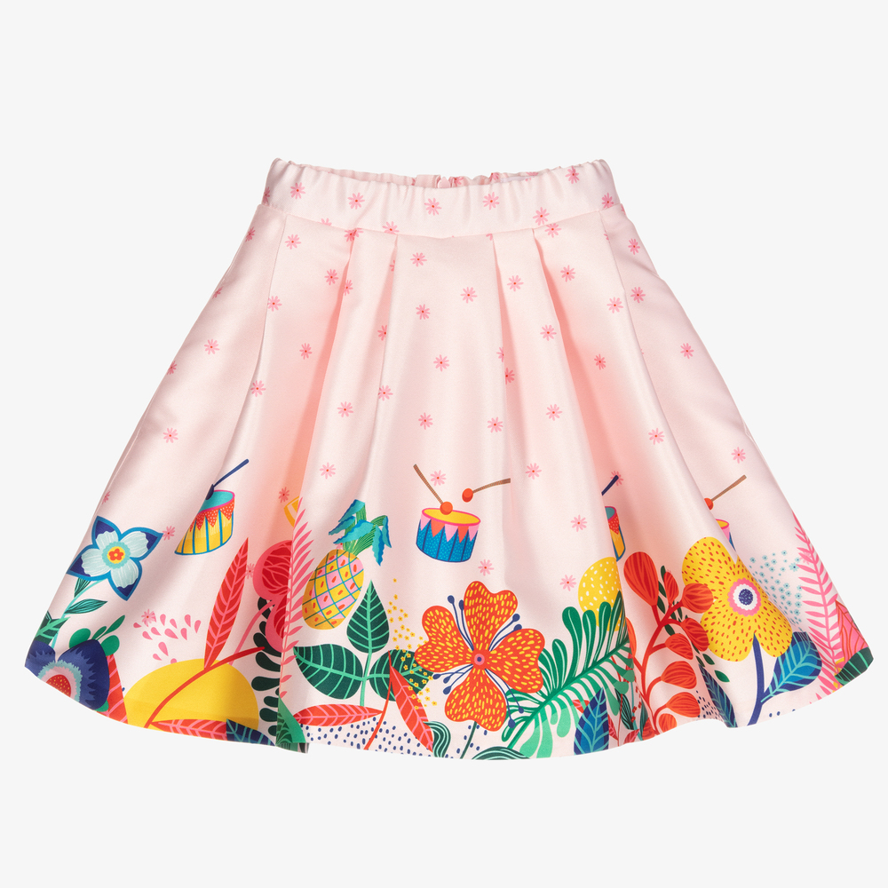 EIRENE - Jupe fleurie rose en satin Fille | Childrensalon