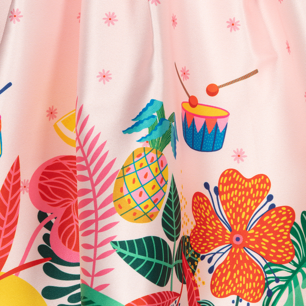 EIRENE-Girls Pink Floral Satin Skirt | Childrensalon Outlet