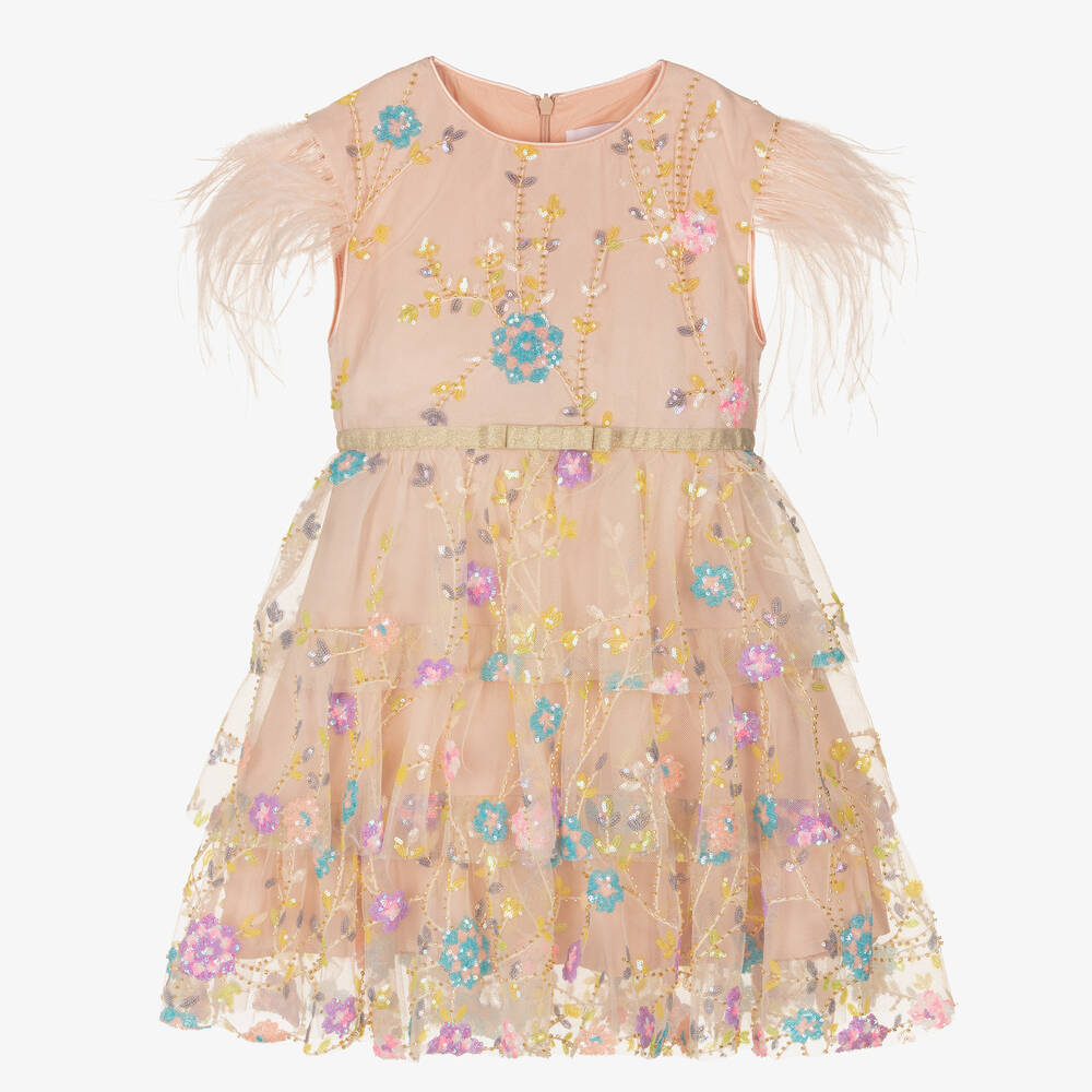 EIRENE-Розовое платье из тюля с цветами | Childrensalon Outlet