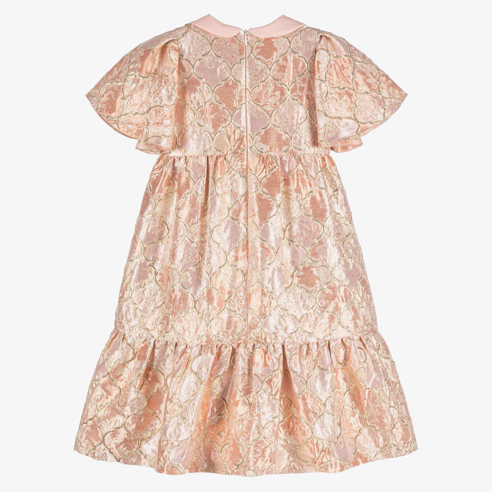 EIRENE-Girls Pink & Gold Brocade Dress | Childrensalon Outlet