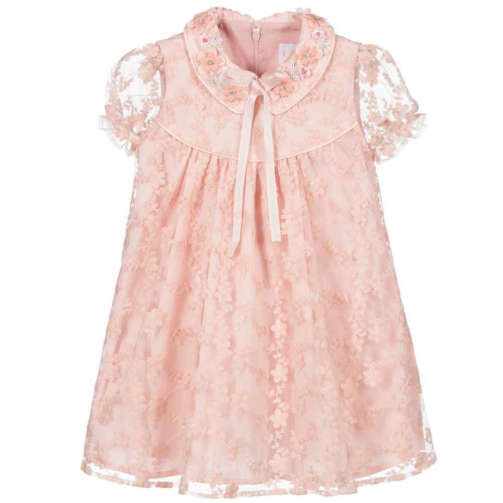 EIRENE - Robe rose en dentelle Fille  | Childrensalon