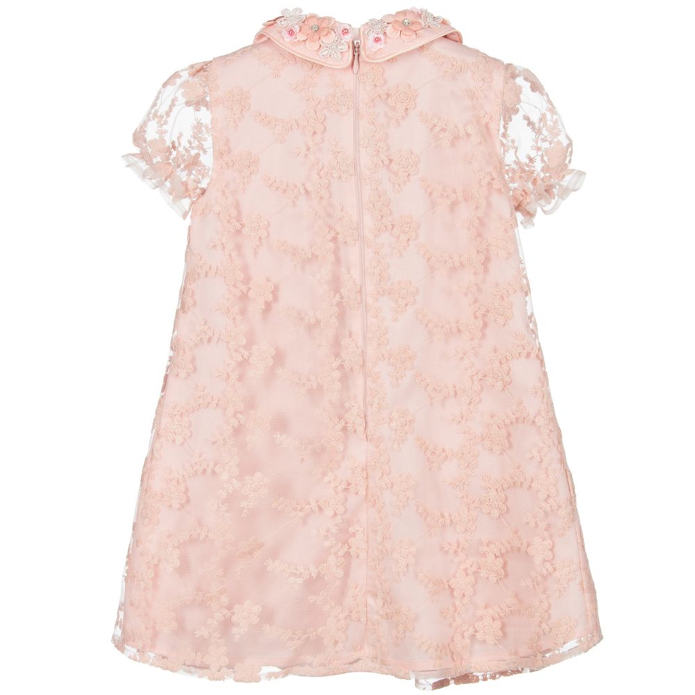 EIRENE-Girls Pink Lace Dress  | Childrensalon Outlet