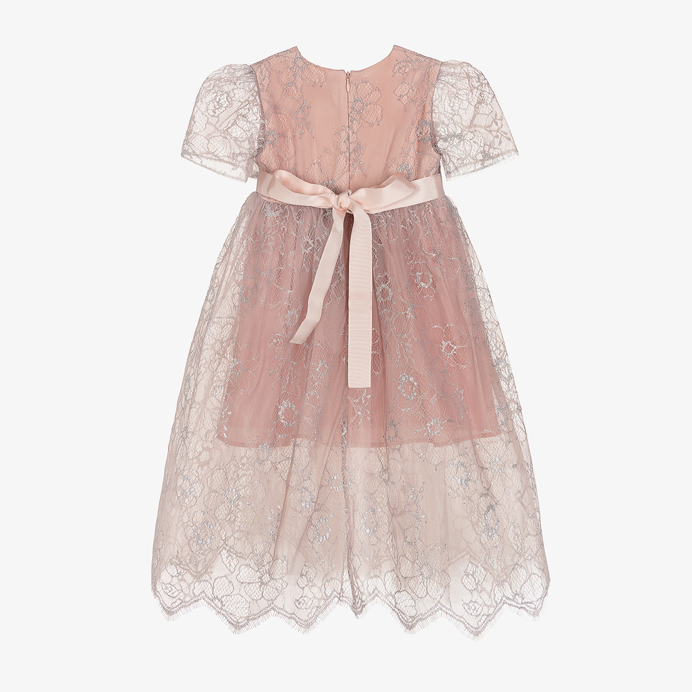 EIRENE-Girls Pink Lace Dress | Childrensalon Outlet