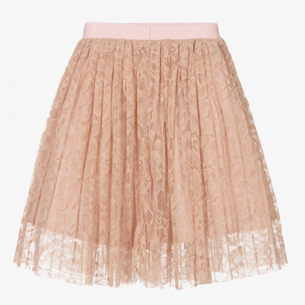 EIRENE-Girls Pink Lace Pleated Skirt  | Childrensalon Outlet