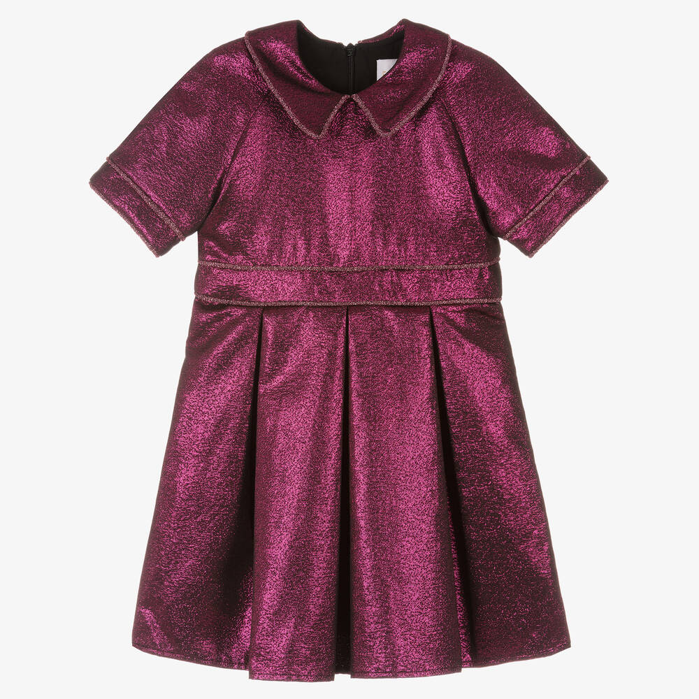 EIRENE - Розовое плиссированное платье из ламе для девочек | Childrensalon