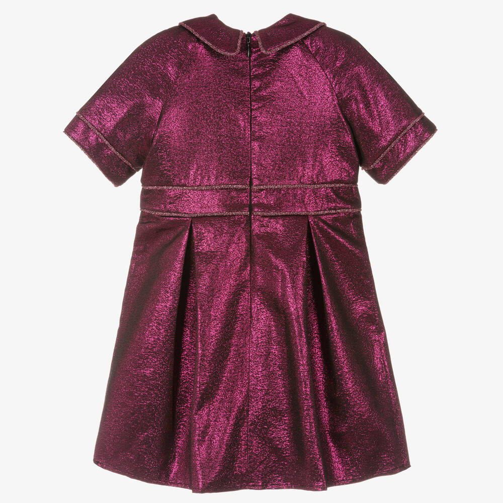 EIRENE-Girls Pink Lamé Pleated Dress | Childrensalon Outlet