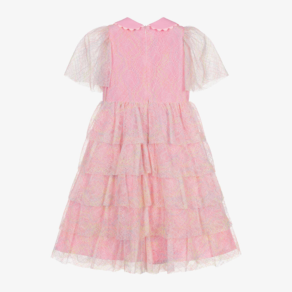 EIRENE-Girls Pink Layered Lace Dress | Childrensalon Outlet