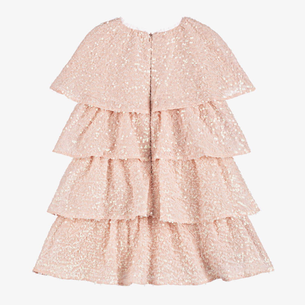 EIRENE-Girls Pink Layered Sequin Gown | Childrensalon Outlet