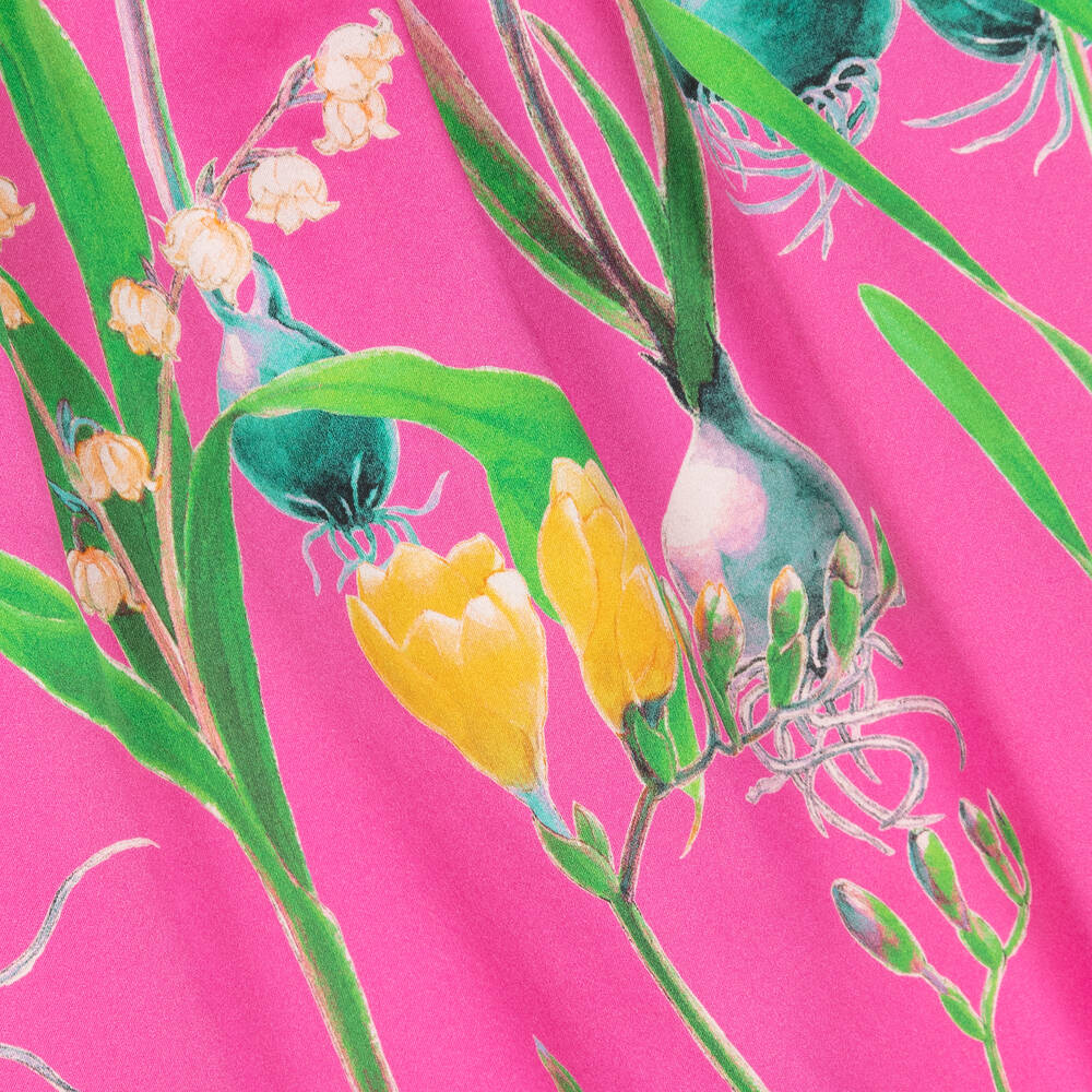 EIRENE-Girls Pink Liberty Floral Print Silk Dress | Childrensalon Outlet