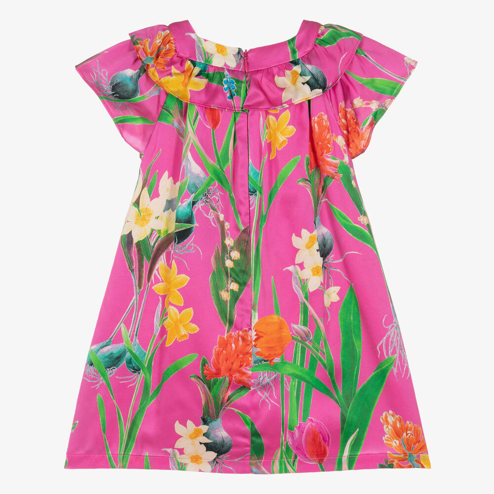 EIRENE-Girls Pink Liberty Floral Print Silk Dress | Childrensalon Outlet
