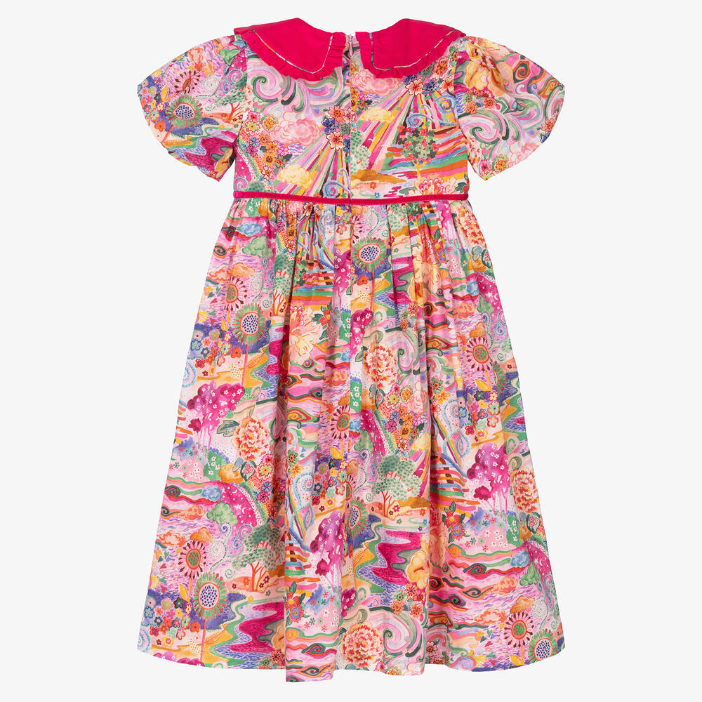 EIRENE-Girls Pink Liberty Print Cotton Dress | Childrensalon Outlet