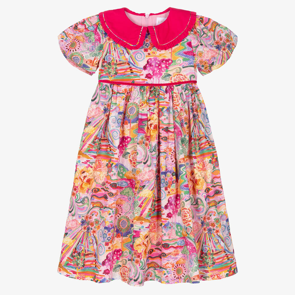 EIRENE - Robe fleurie rose en coton Fille | Childrensalon