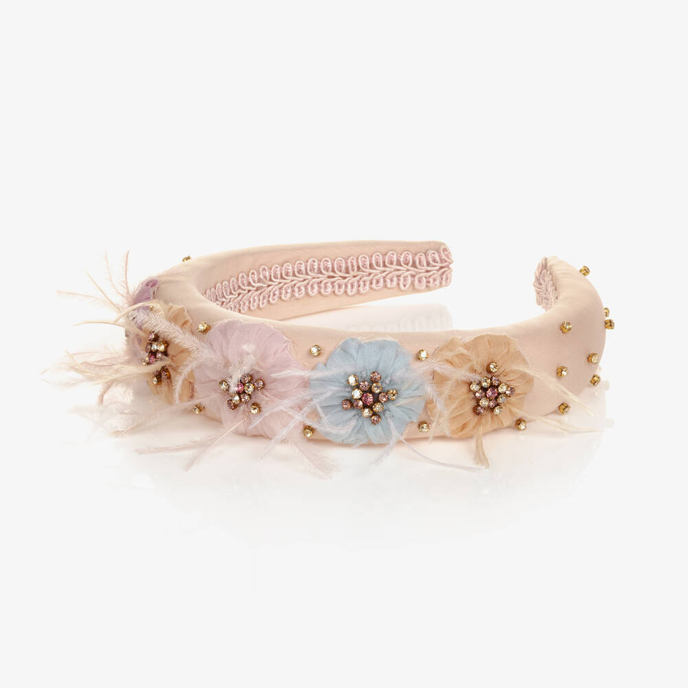 EIRENE-Girls Pink Padded Floral Hairband | Childrensalon Outlet