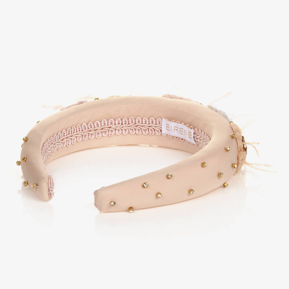 EIRENE-Girls Pink Padded Floral Hairband | Childrensalon Outlet