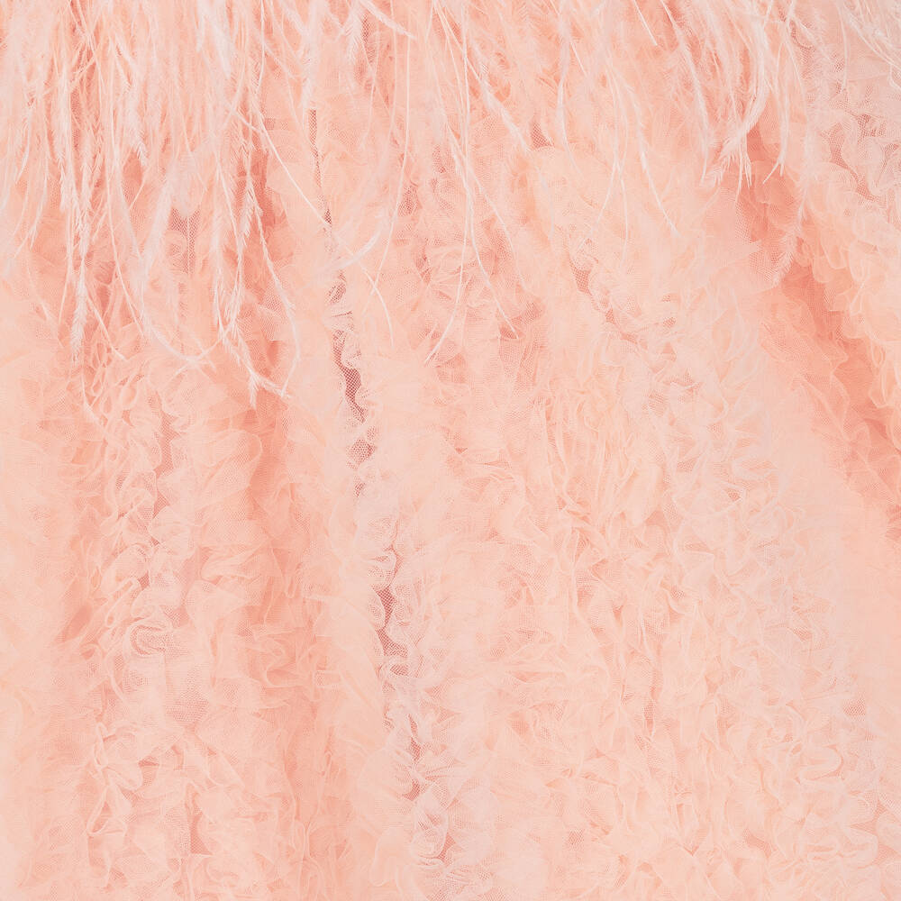 EIRENE-Girls Pink Ruffled Tulle & Feather Dress | Childrensalon Outlet
