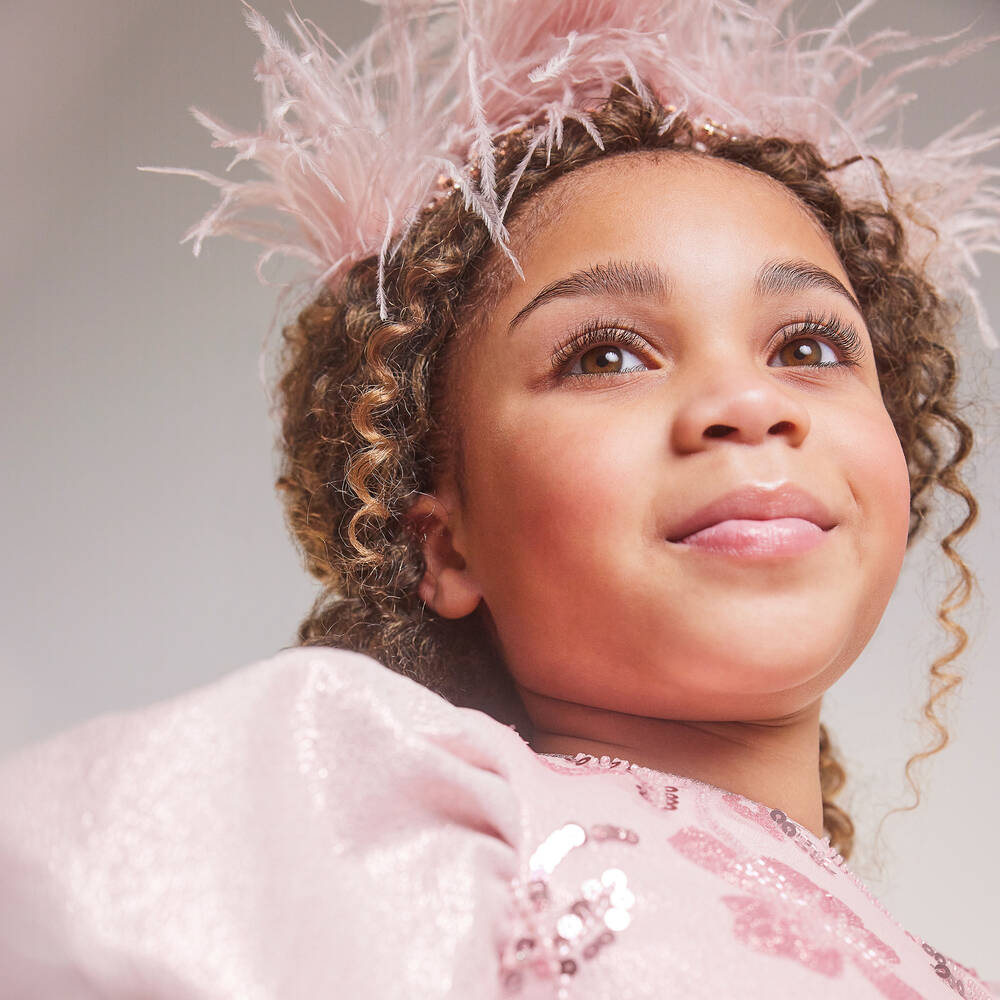 EIRENE-Розовое платье с пайетками и бисером | Childrensalon Outlet