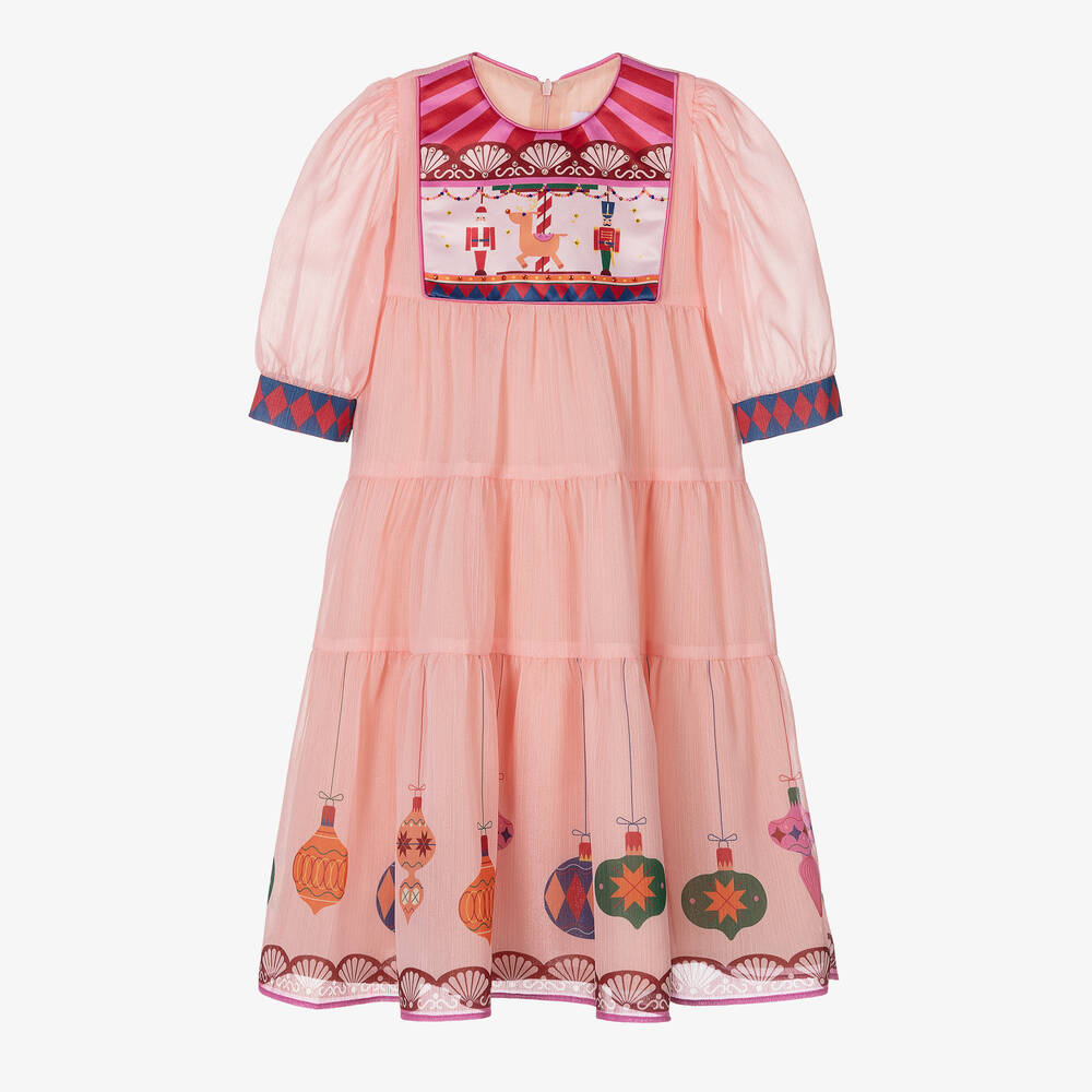 EIRENE - Girls Pink Shimmer Festive Dress | Childrensalon