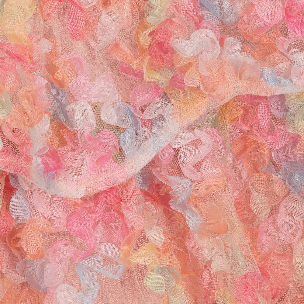 EIRENE-فستان شيفون وتول لون زهري بطبعة ورود | Childrensalon Outlet