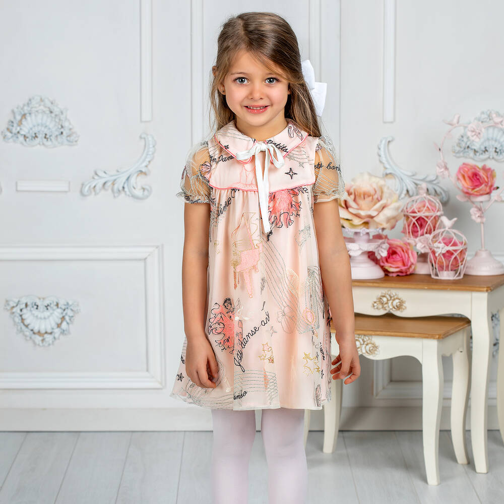 EIRENE-Girls Pink Tulle Dress | Childrensalon Outlet
