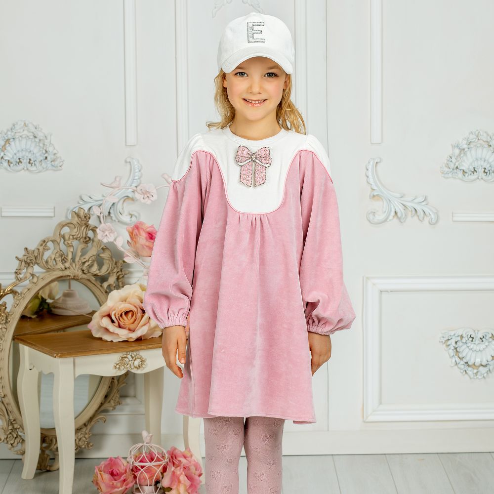 Eirene - Girls Pink Velour Dress 