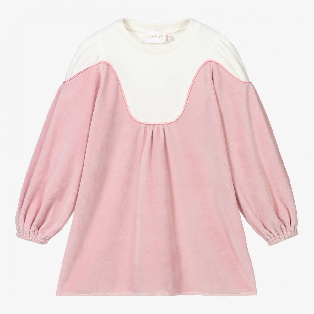 EIRENE Girls Pink Velour Dress Childrensalon Outlet