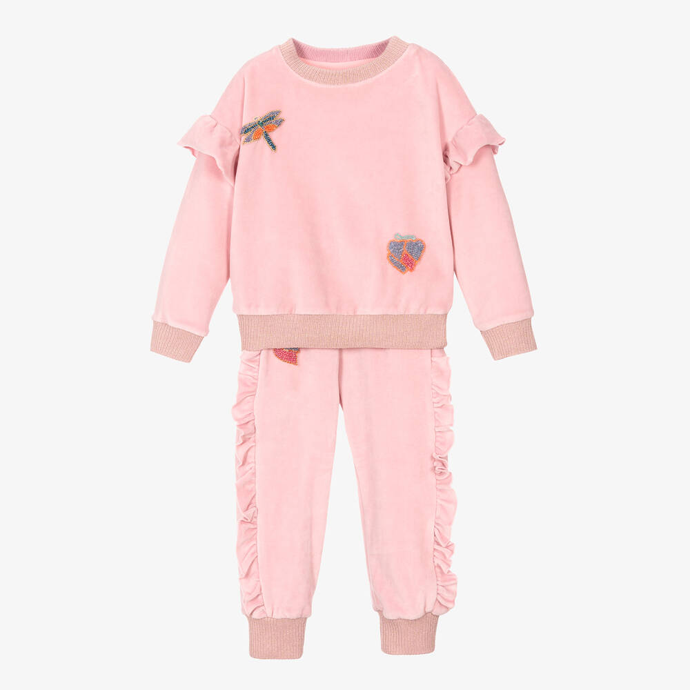 EIRENE - Survêtement rose velours Fille | Childrensalon