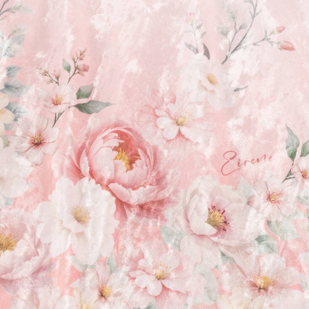 EIRENE-فستان مخملي وردي مزين بالزهور للبنات | Childrensalon Outlet