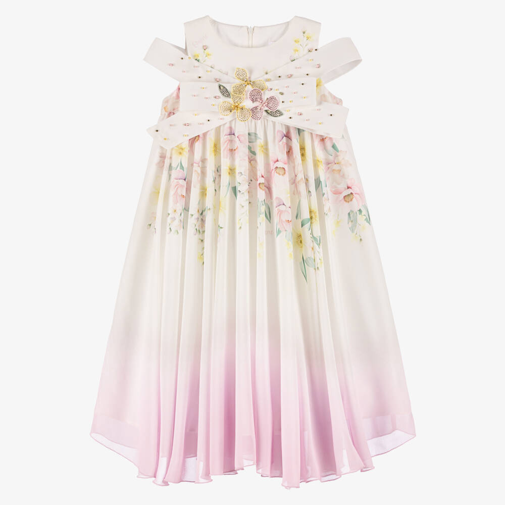 EIRENE-أناقة الفتيات باللون الوردي والأبيض مع فيونكة | Childrensalon Outlet