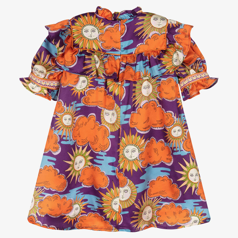 EIRENE-Girls Purple & Orange Silk Dress | Childrensalon Outlet