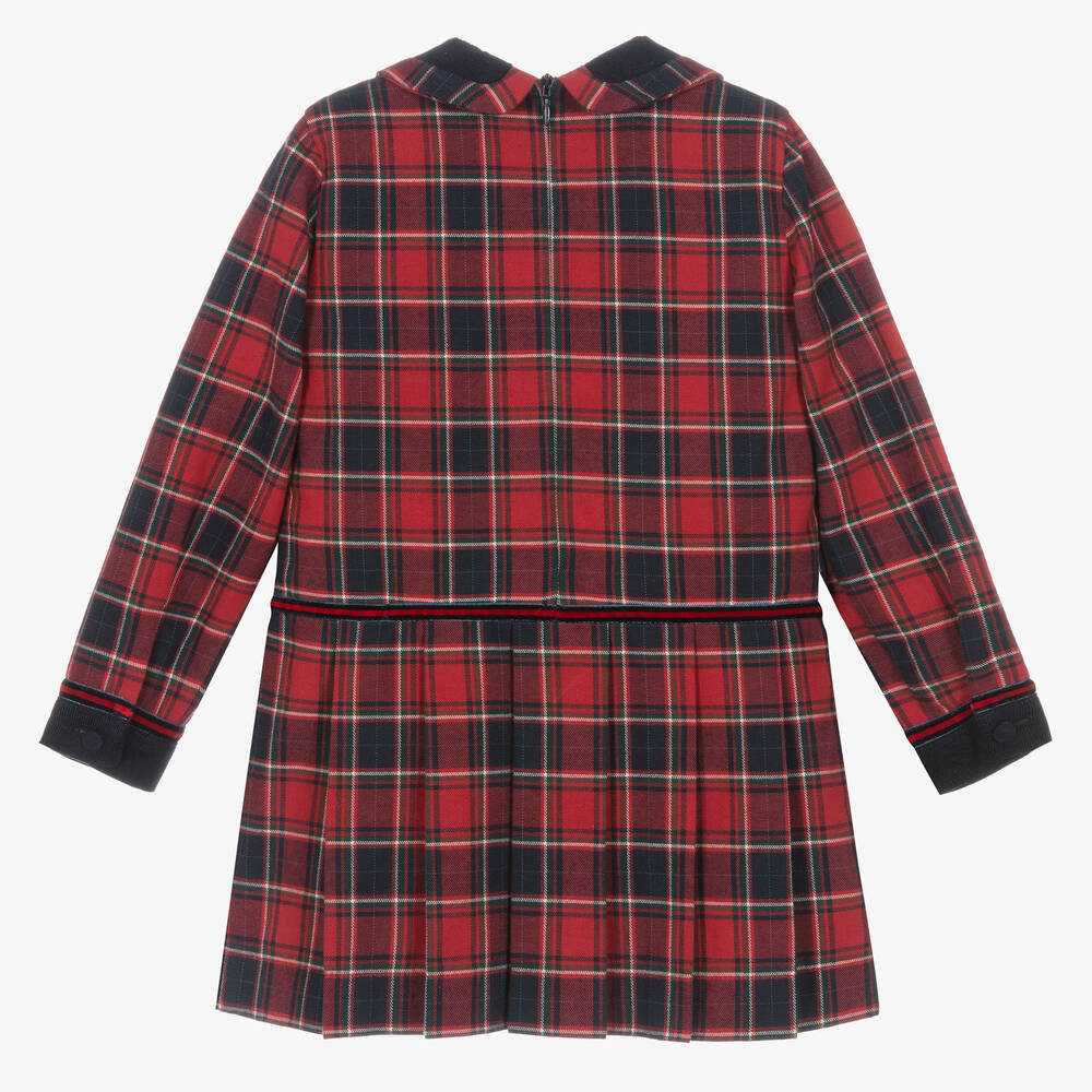 EIRENE-Girls Red & Blue Cotton Tartan Dress | Childrensalon Outlet