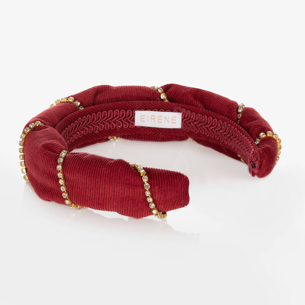 EIRENE-Girls Red Corduroy Hairband | Childrensalon Outlet