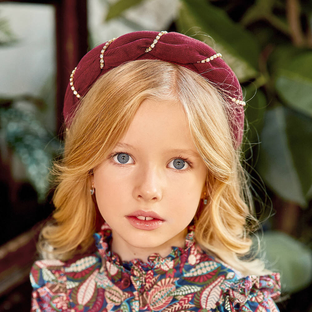 EIRENE-Girls Red Corduroy Hairband | Childrensalon Outlet