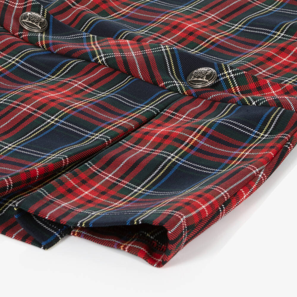 EIRENE-Girls Red Plaid Cotton Dress | Childrensalon Outlet