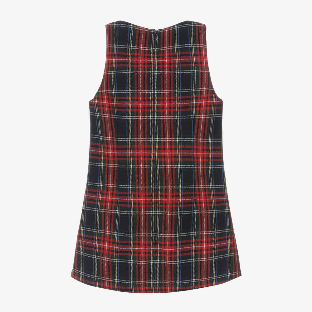 EIRENE-Girls Red Plaid Cotton Dress | Childrensalon Outlet