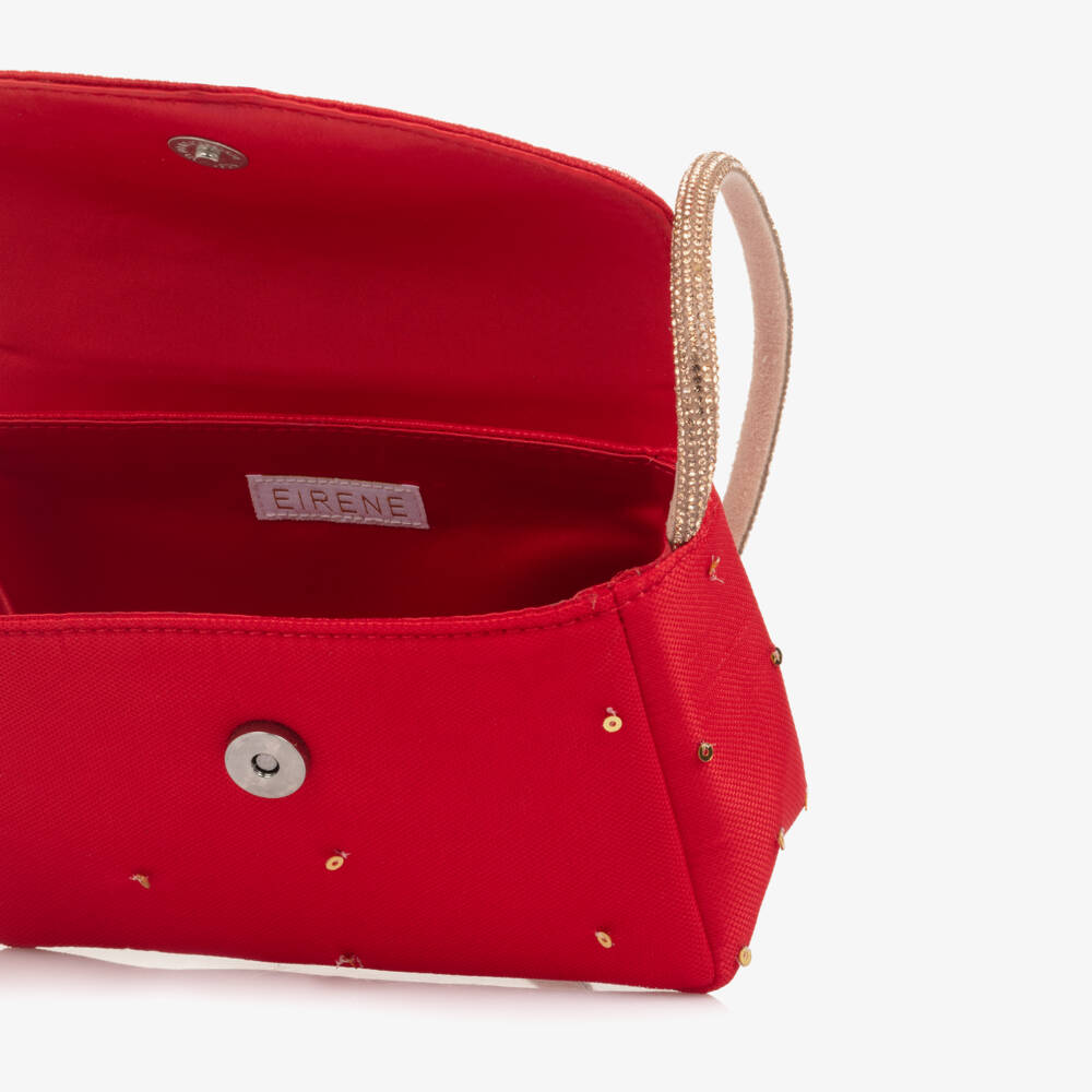 EIRENE-Girls Red Sequinned Shoulder Bag with Bow Motif (14cm) | Childrensalon Outlet