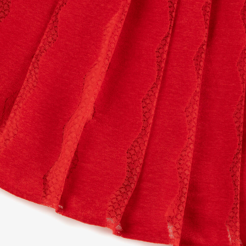 EIRENE-Girls Red Velvet & Lace Dress | Childrensalon Outlet