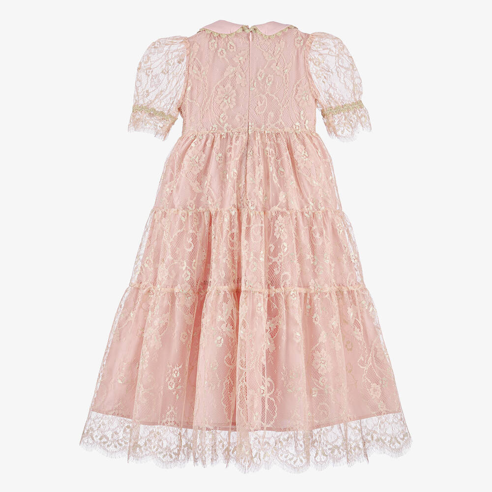 EIRENE-Girls Rose Pink Lace Dress | Childrensalon Outlet
