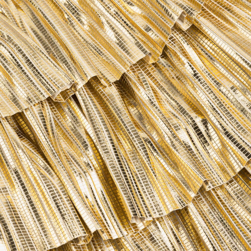 EIRENE-Girls Shimmering Gold Pleated Dress | Childrensalon Outlet