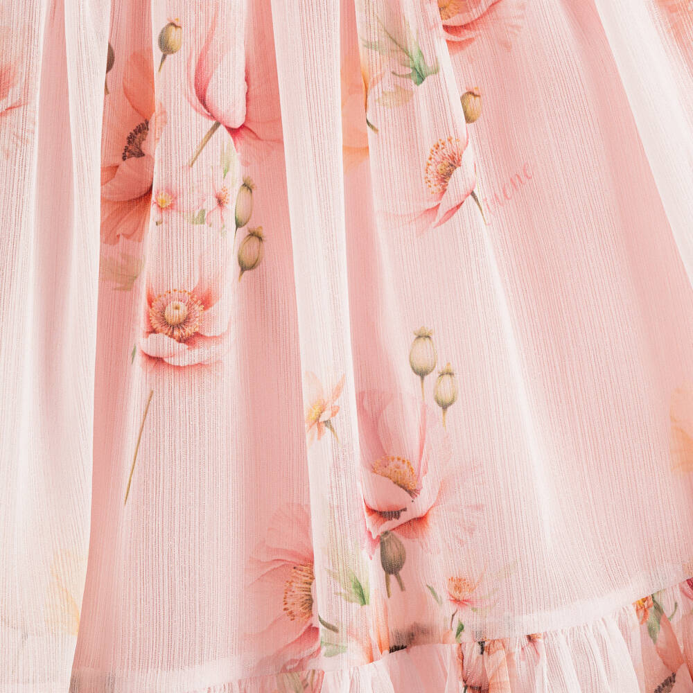 EIRENE-Girls Shimmery Pink Floral Chiffon Dress | Childrensalon Outlet