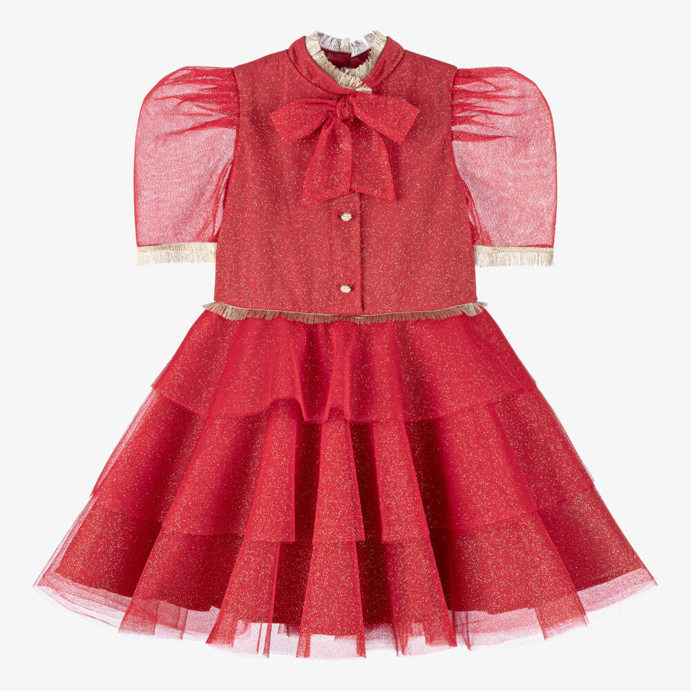 EIRENE-Girls Sparkling Tulle Bow Dress | Childrensalon Outlet