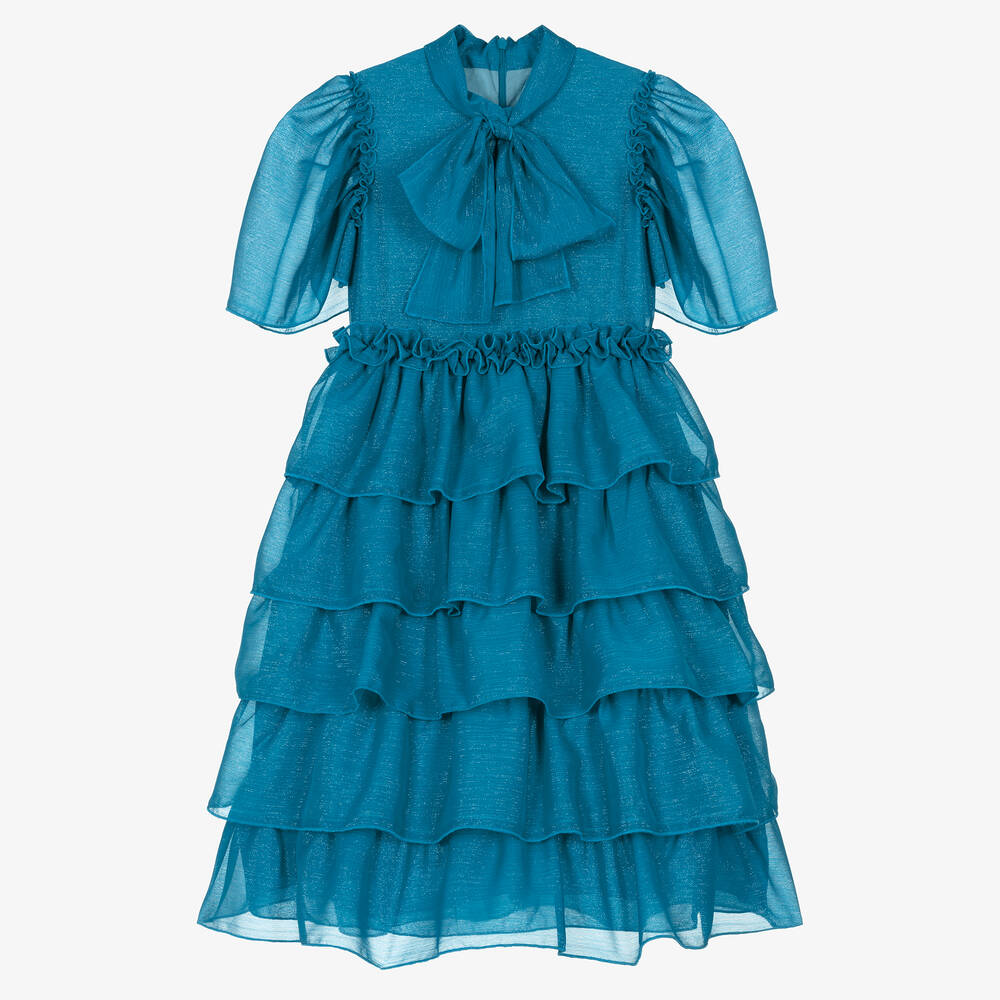 EIRENE - Türkises Chiffonkleid für Mädchen | Childrensalon