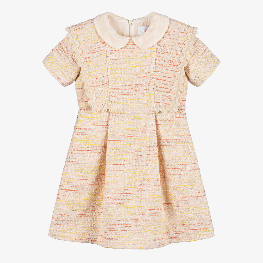 EIRENE-Girls Tweed Dress in Ivory & Pink | Childrensalon Outlet