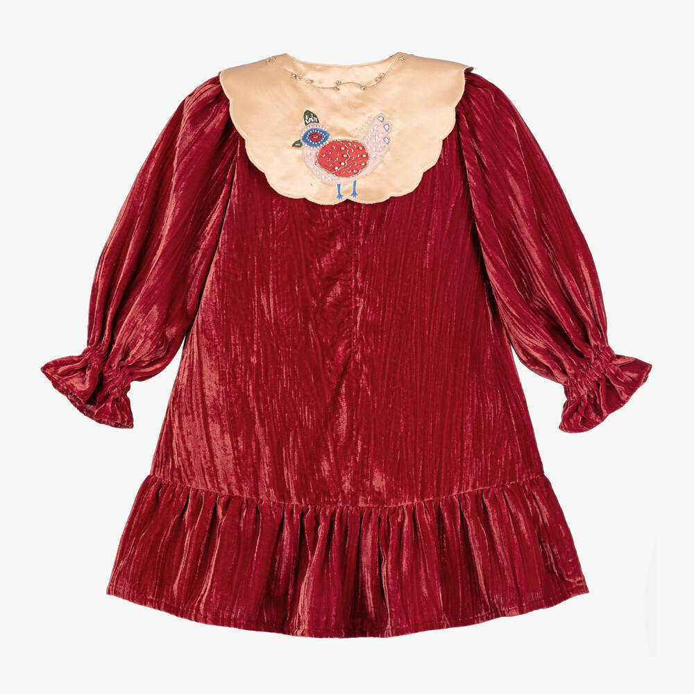 EIRENE-Красное бархатное платье с атласным воротником | Childrensalon Outlet