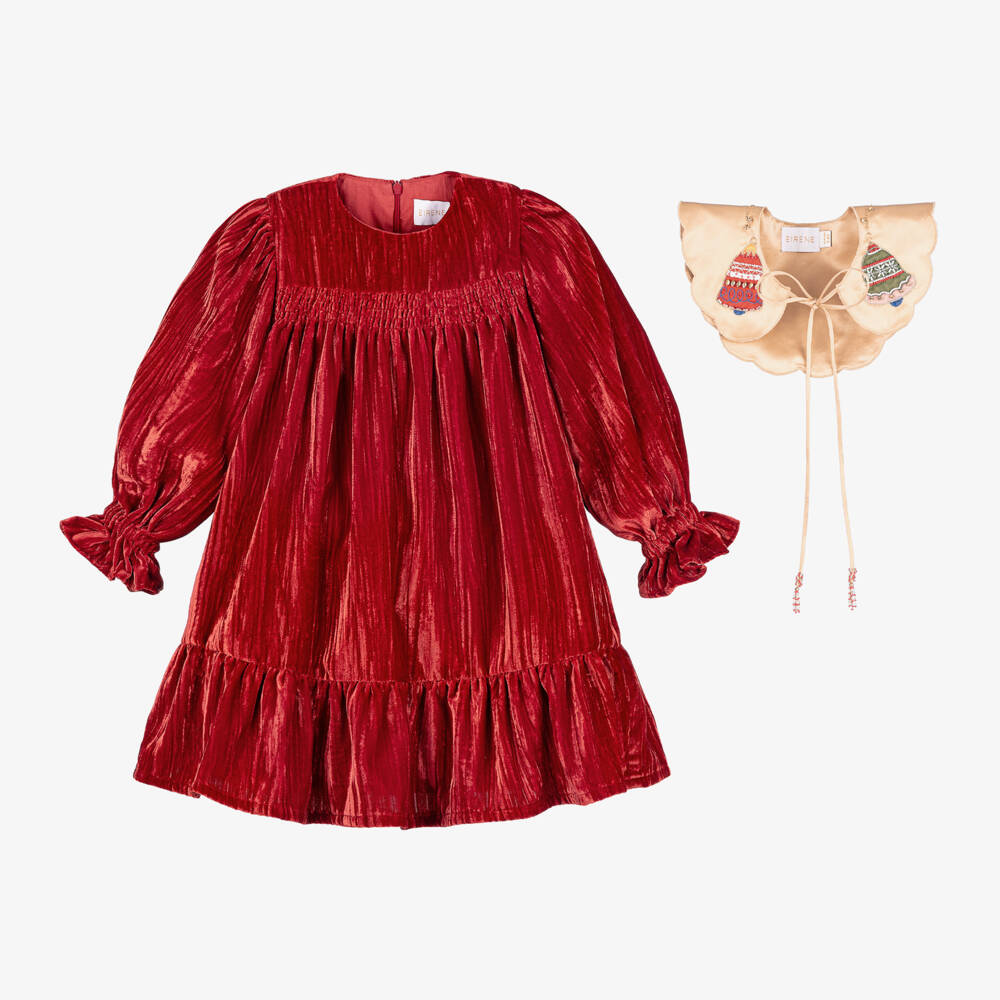 EIRENE-Красное бархатное платье с атласным воротником | Childrensalon Outlet