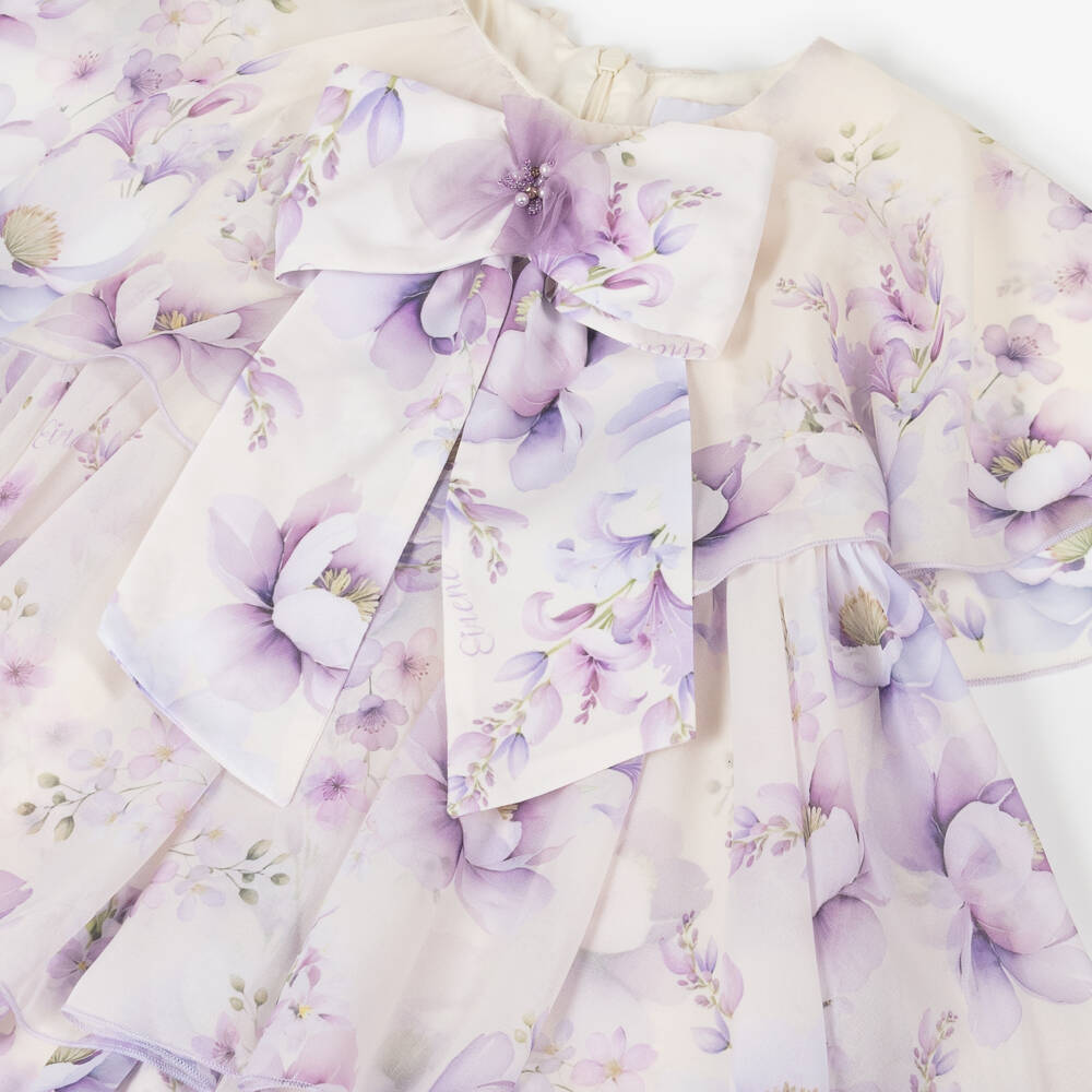 EIRENE-Платье из белого и сиреневого шифона для девочек | Childrensalon Outlet