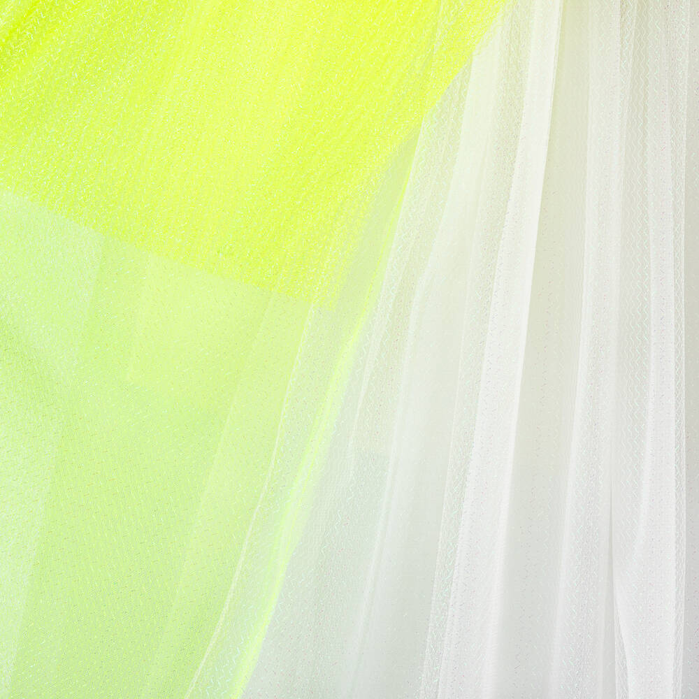 EIRENE-Girls White & Neon Yellow Tulle Dress | Childrensalon Outlet